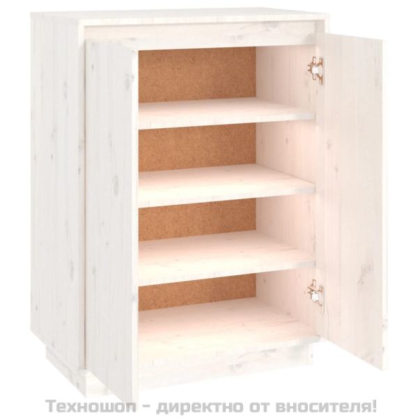 Шкаф за обувки, бял, 60x35x80 см, бор масив
