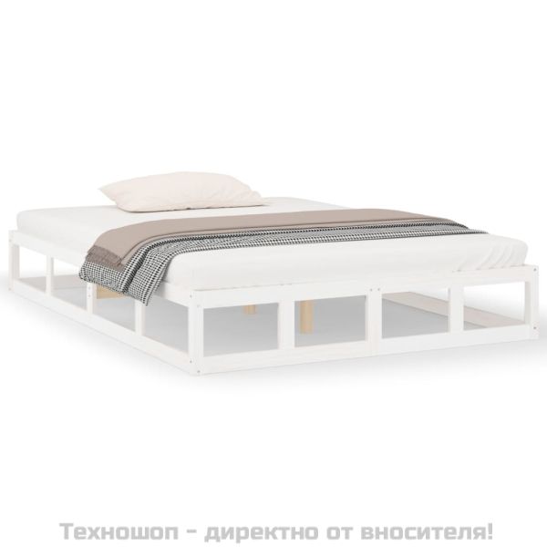 Рамка за легло бяла 120x200 см масивно дърво