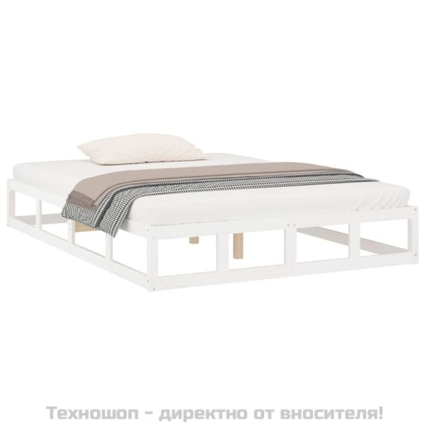 Рамка за легло бяла 120x200 см масивно дърво