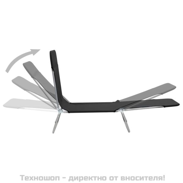 Сгъваеми шезлонги, 2 бр, стомана и текстил, черни