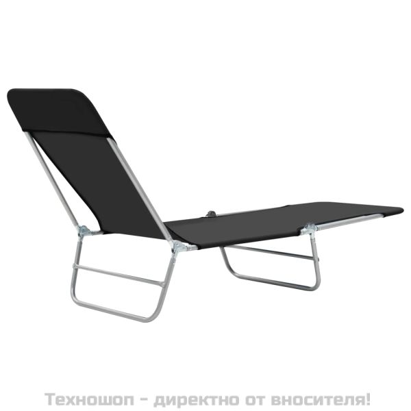 Сгъваеми шезлонги, 2 бр, стомана и текстил, черни