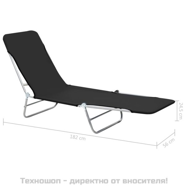 Сгъваеми шезлонги, 2 бр, стомана и текстил, черни