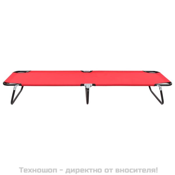 Сгъваем шезлонг, червен, стомана