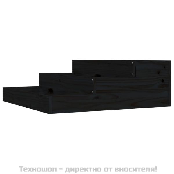Плантер, черен, 78x78x27 см, борово дърво масив