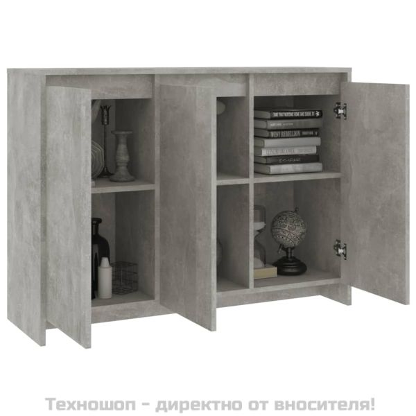 Бюфет бетонно сив 102x33x75 см инженерно дърво