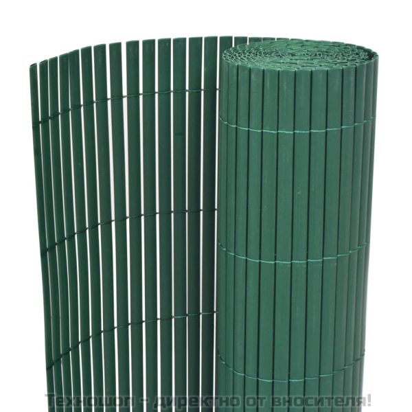 Двустранна градинска ограда, PVC, 90x500 см, зелена
