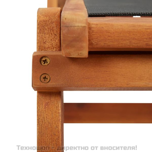 Шезлонг за открито, масивно акациево дърво и текстил