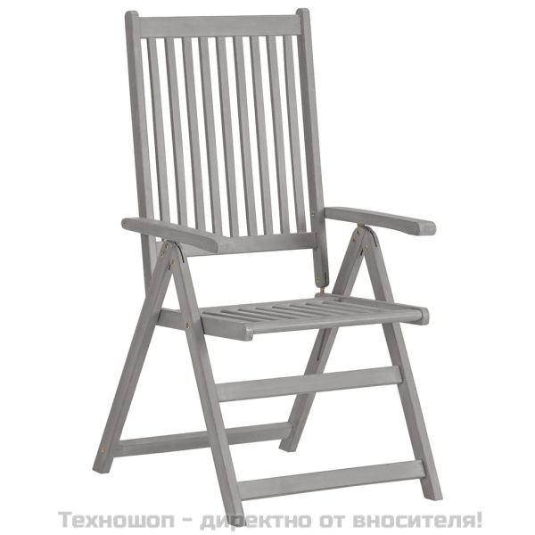 Градински накланящи се столове, 2 бр, сиви, акация масив