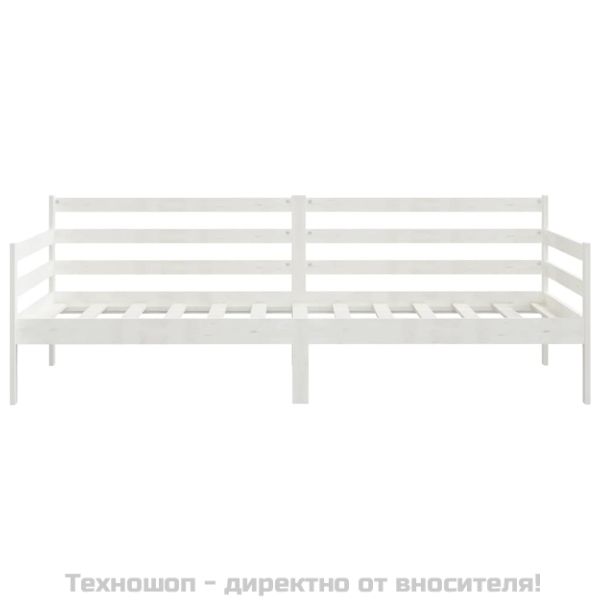 Дневно легло без матрак, бял, борово дърво масив, 90x200 см