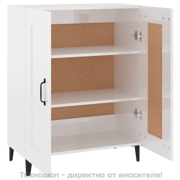 Сайдборд, бял гланц, 69,5x34x90 см, инженерно дърво