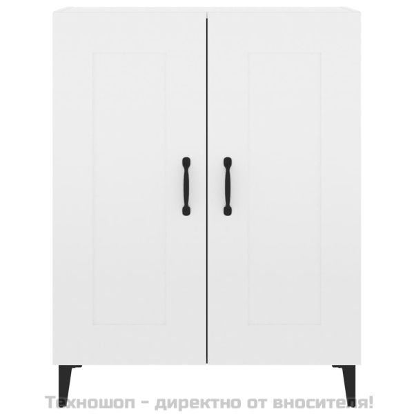 Сайдборд, бял гланц, 69,5x34x90 см, инженерно дърво