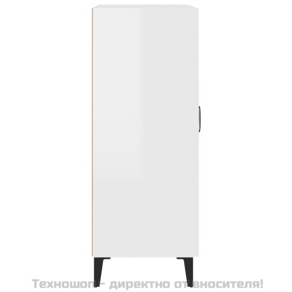Сайдборд, бял гланц, 69,5x34x90 см, инженерно дърво