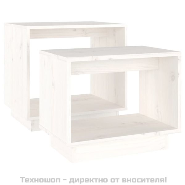 Стифиращи масички за кафе, 2 бр, бели, бор масив