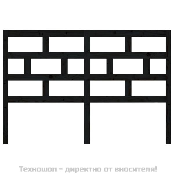 Горна табла за легло, черна, 141x4x100 см, бор масив