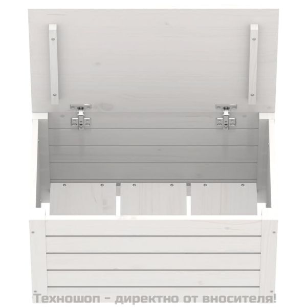 Кутия за съхранение, бяла, 59,5x36,5x33 см, борово дърво масив