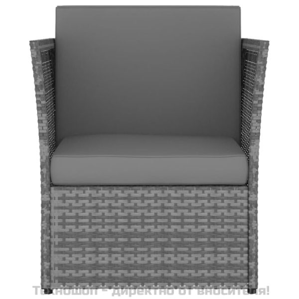 Градински стол с табуретка, полиратан, антрацит