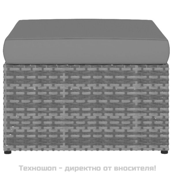 Градински стол с табуретка, полиратан, антрацит