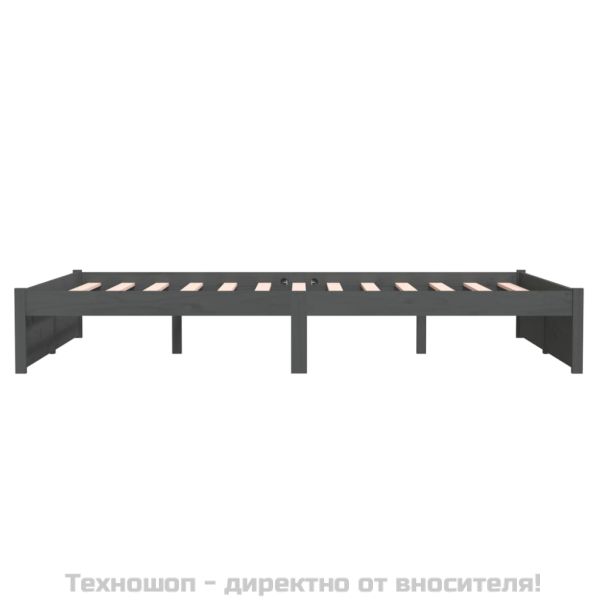 Рамка за легло, сива, масивно дърво, 140х190 см