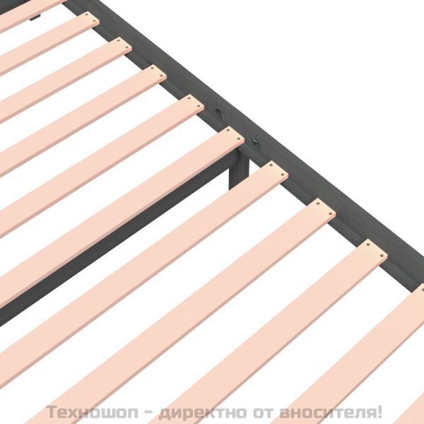 Рамка за легло, сива, масивно дърво, 140х190 см