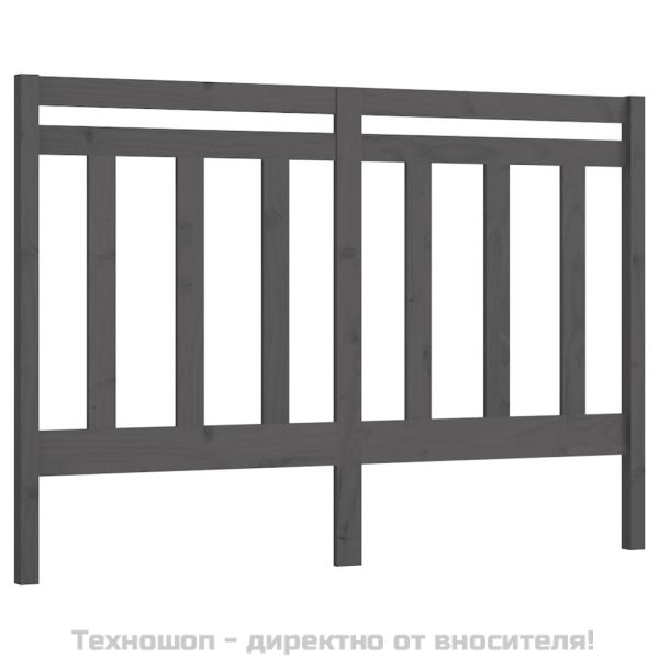Горна табла за легло, сива, 141x4x100 см, бор масив