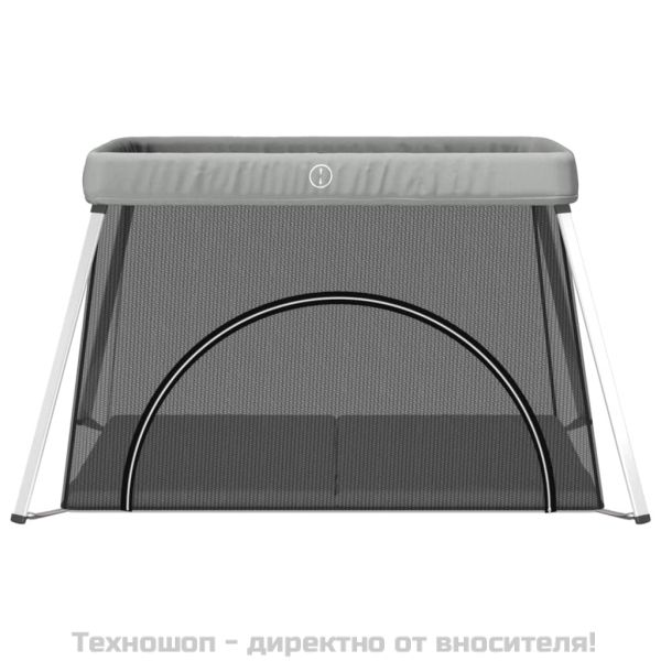 Бебешка кошара с матрак, светлосива, ленен плат