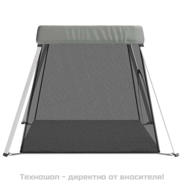 Бебешка кошара с матрак, светлосива, ленен плат