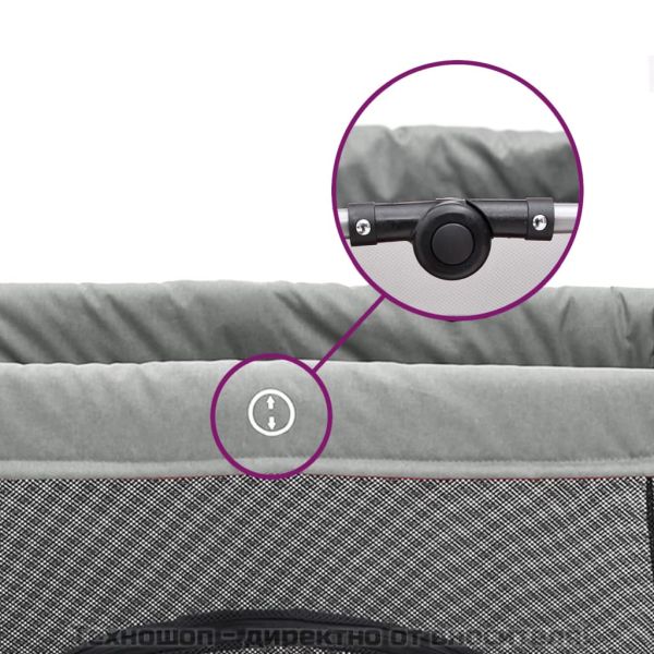 Бебешка кошара с матрак, светлосива, ленен плат