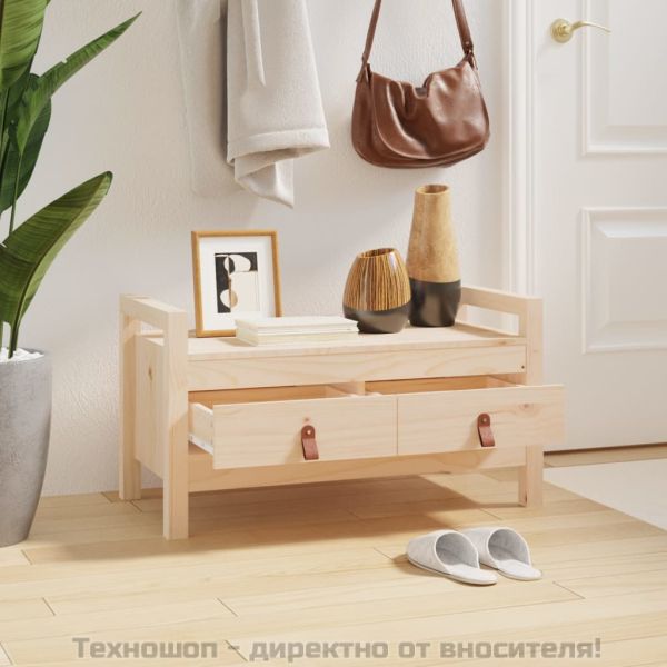 Пейка за антре, 80x40x43 см, борово дърво масив