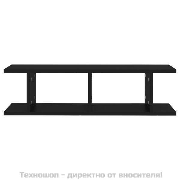 Стенни рафтове, 2 бр, черни, 75x18x20 см, инженерно дърво