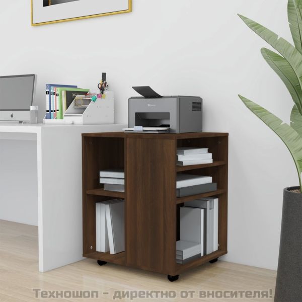 Шкаф с колелца, кафяв дъб, 60x53x72 см, инженерно дърво