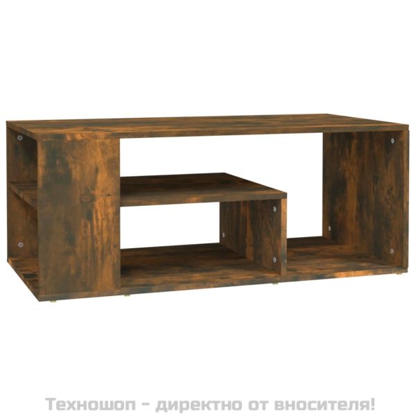 Кафе маса, опушен дъб, 100x50x40 см, инженерно дърво