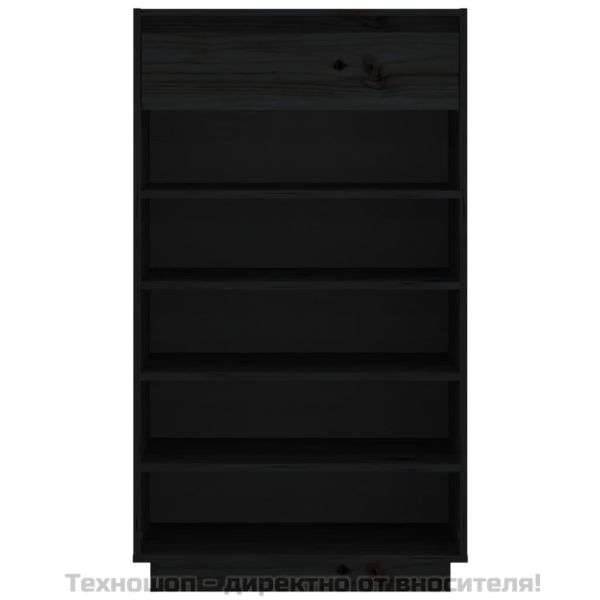 Шкаф за обувки, черен, 60x34x105 см, бор масив