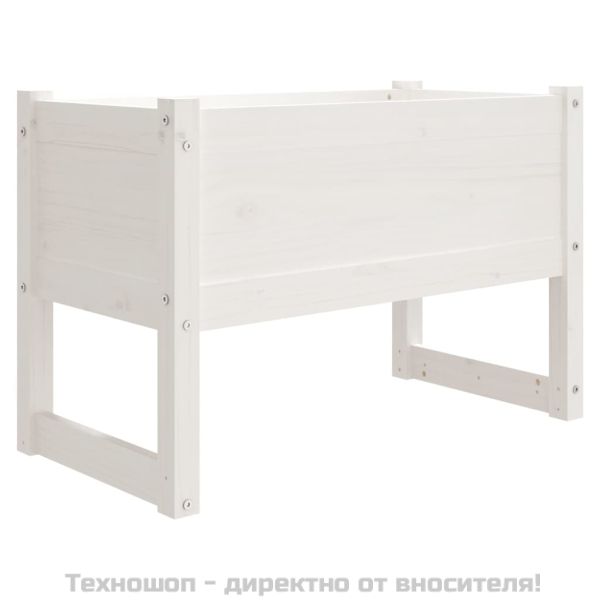 Плантер, бяла, 78x40x52 см, борово дърво масив