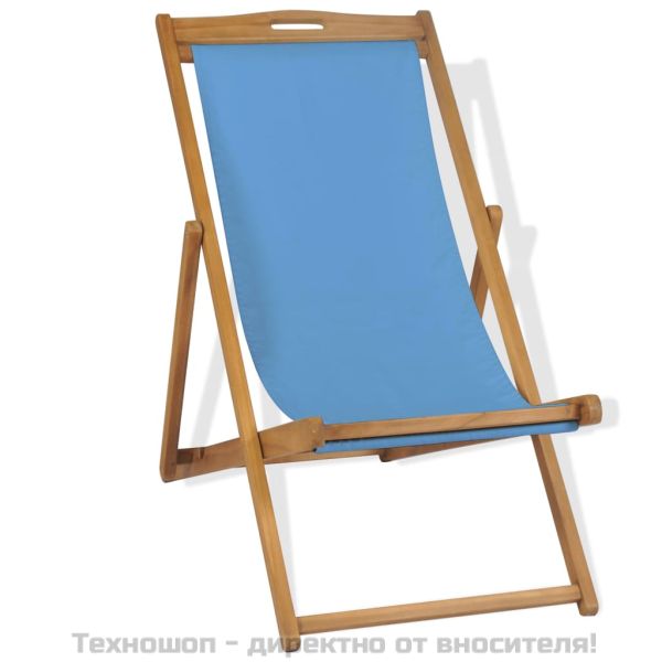 Стол за веранда, тиково дърво, 56х105х96 см, син