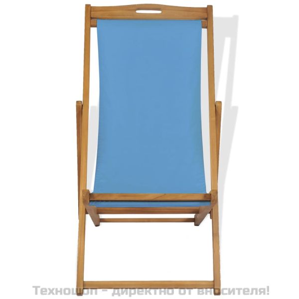 Стол за веранда, тиково дърво, 56х105х96 см, син