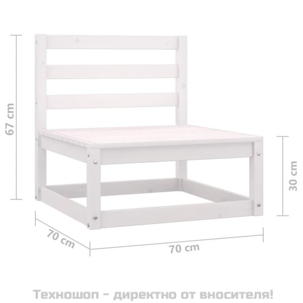 Градински средни дивани, 2 бр, бели, бор масив