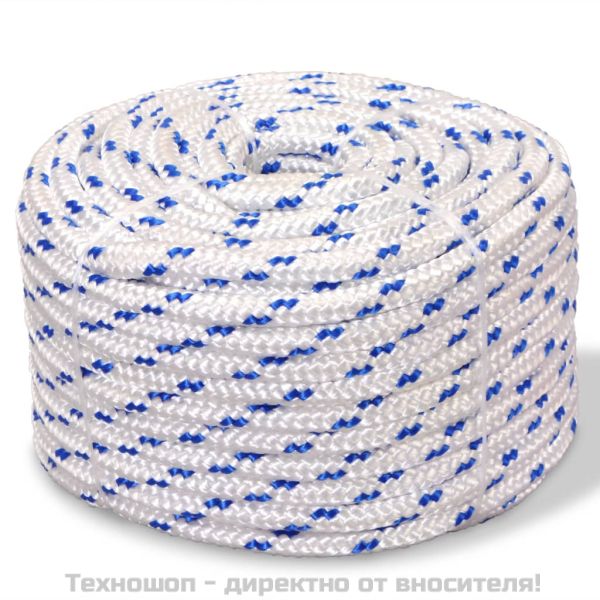 Морско въже, полипропилен, 12 мм, 50 м, бяло