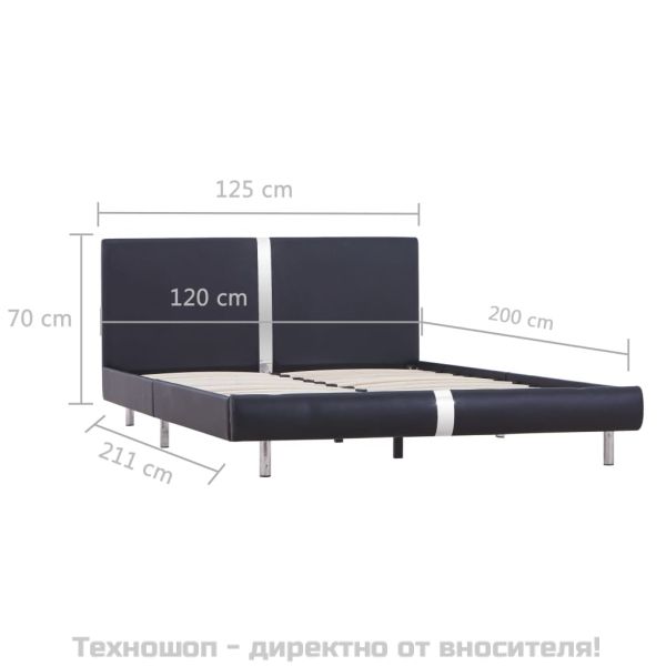 Рамка за легло, черна, изкуствена кожа, 120x200 cм