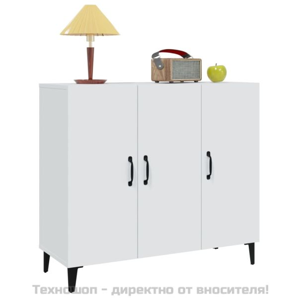 Сайдборд, бял, 90x34x80 см, инженерно дърво
