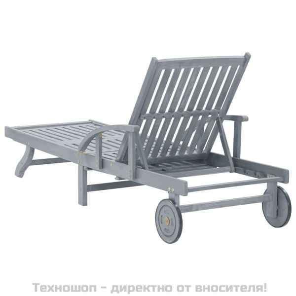Градински шезлонг, сив, акациево дърво масив