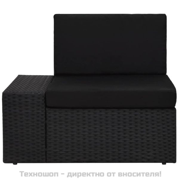 Градински комплект, 3 части, полиратан, черен