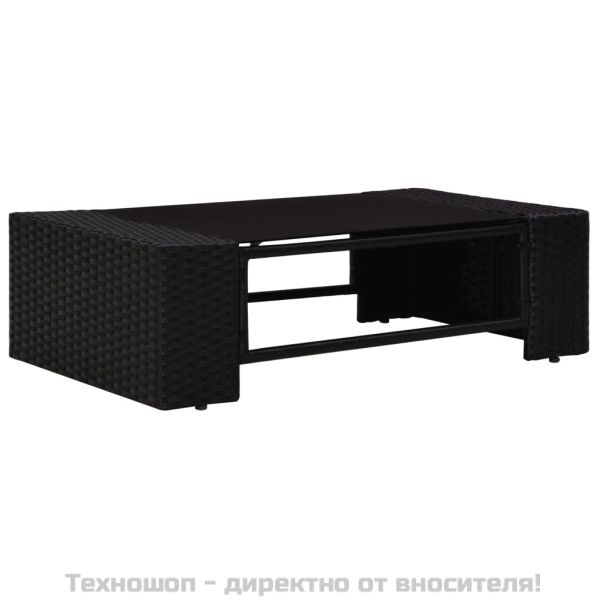 Градински комплект, 3 части, полиратан, черен