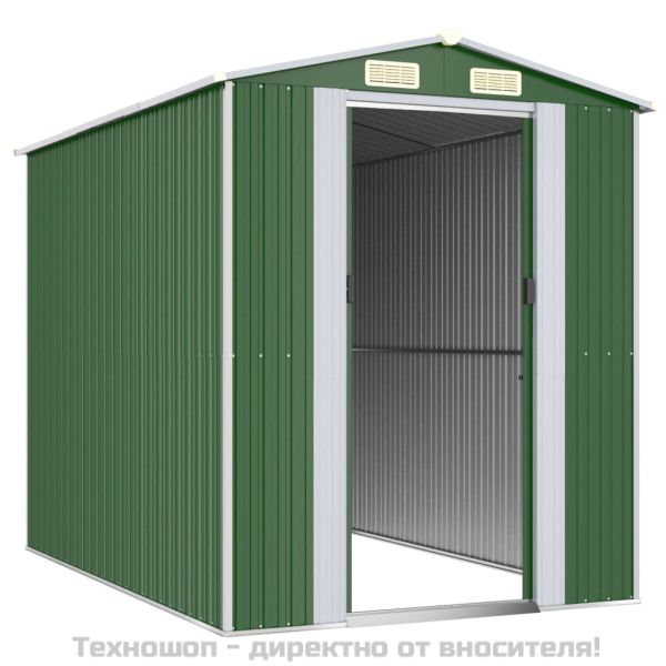 Градинска барака зелена 192x274x223 см поцинкована стомана