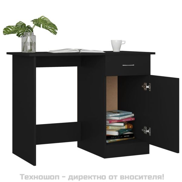 Бюро, черно, 100x50x76 см, инженерно дърво