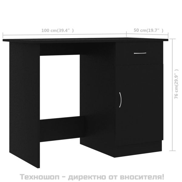 Бюро, черно, 100x50x76 см, инженерно дърво