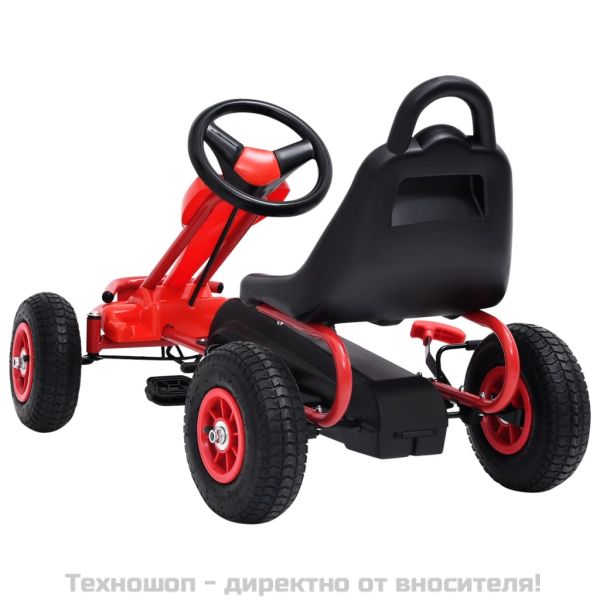 Детски картинг с педали и гуми, червен