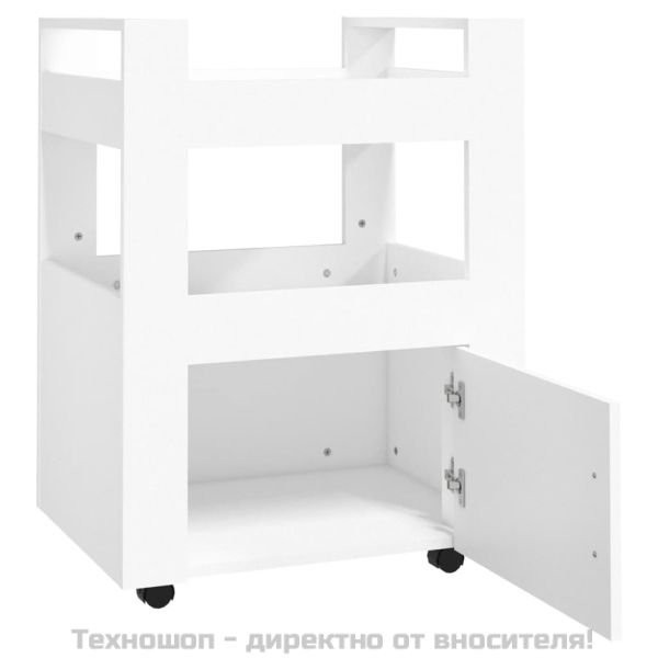 Кухненска количка, бяла, 60x45x80 см, инженерно дърво