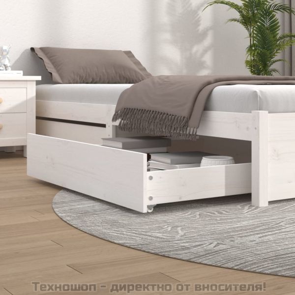 Чекмеджета за легло, 2 бр, бели, бор масив