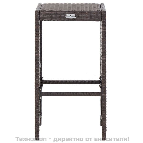 Градински бар комплект с възглавници, 7 части, полиратан, кафяв