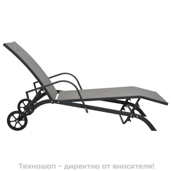 Шезлонги, 2 бр, с масичка, textilene и стомана